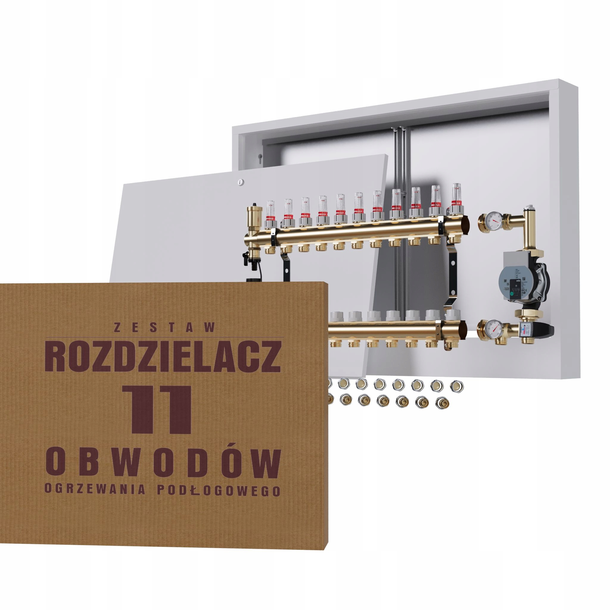 Rozdělovač pro podlahové topení 11, nástěnná skříňka Pex