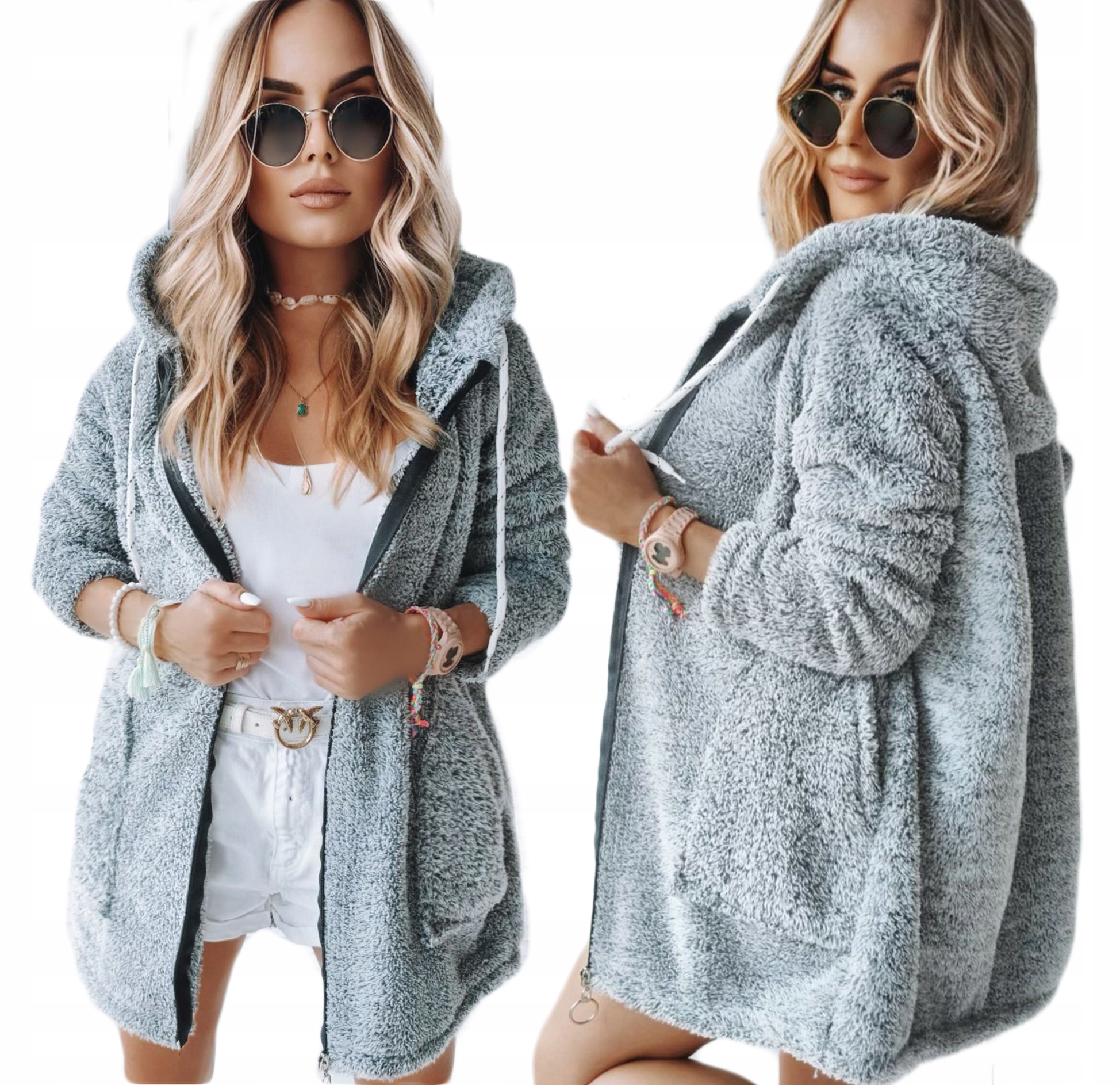 BLUZA DAMSKA ROZPINANA z kapturem na wiosnę narzutka płaszczyk