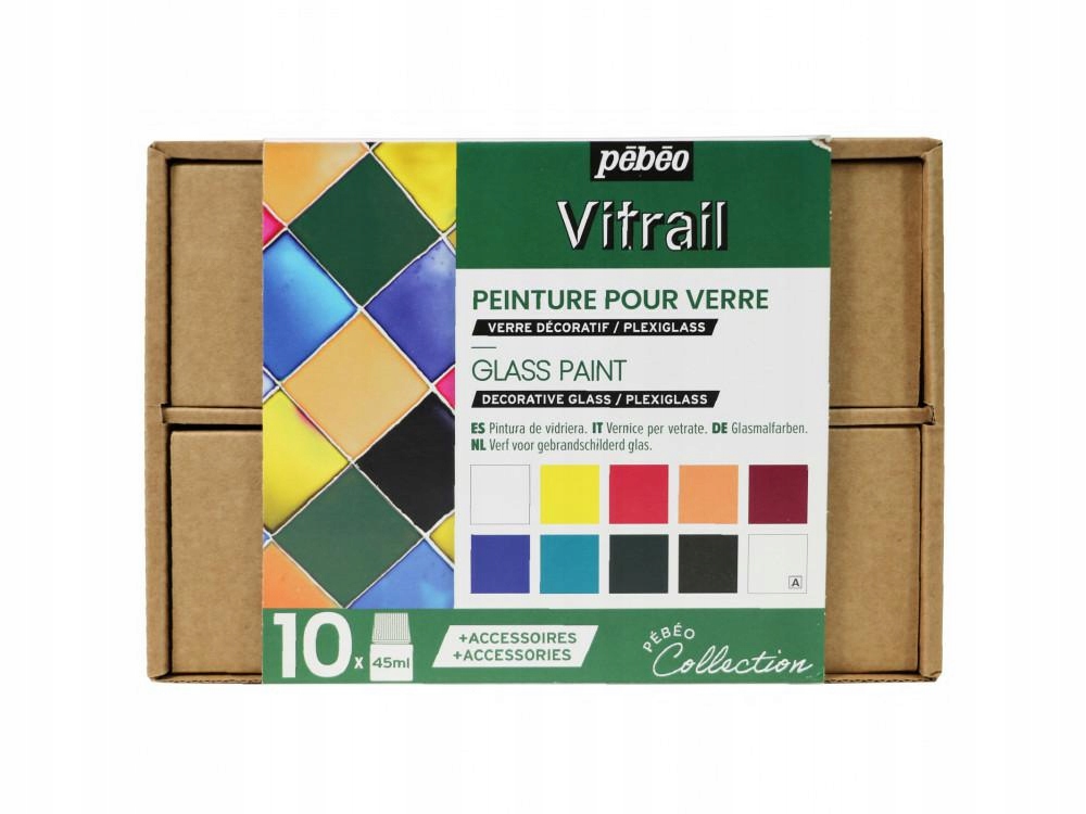 Sada Pebeo Vitrail Workbox 10 x 45 ml.
