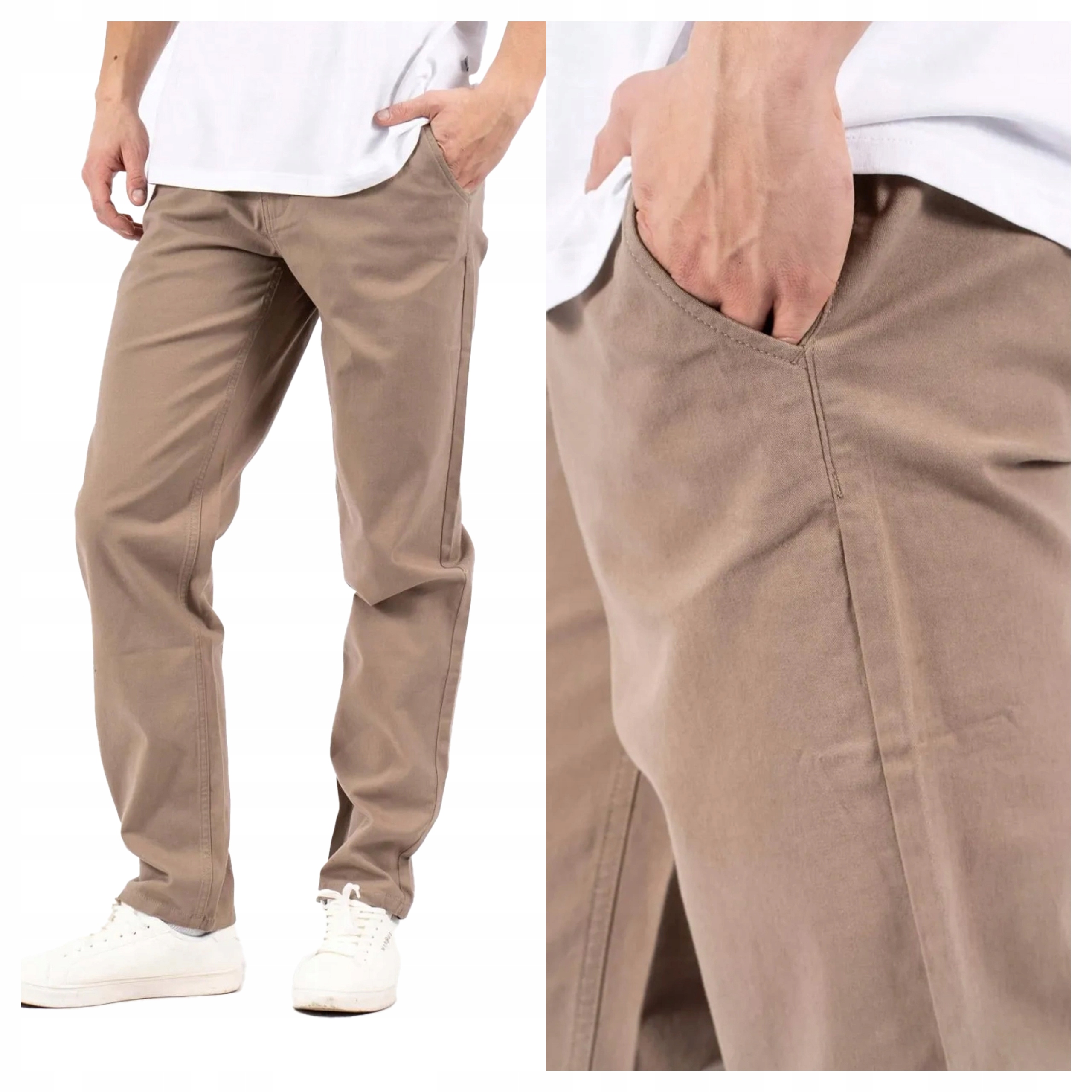 Spodnie Męskie Marcus Golden Sand Gerry Chino Bawełniane Regular W30 L34