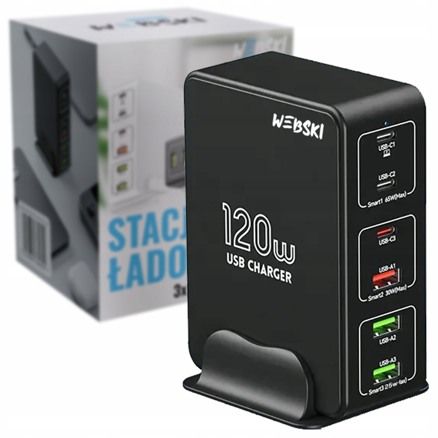 Rychlá síťová nabíječka 120W 6xUSB Qc Výkonná nabíjecí stanice pro psací stůl