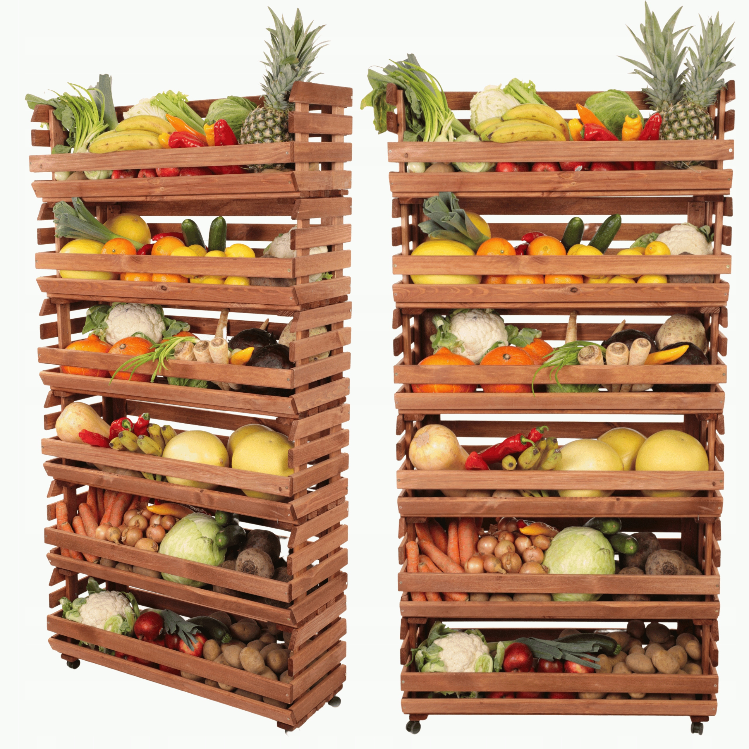 Škatule na kolieskach regál boxy zelenina 6 boxov impregnácia 157x80x30