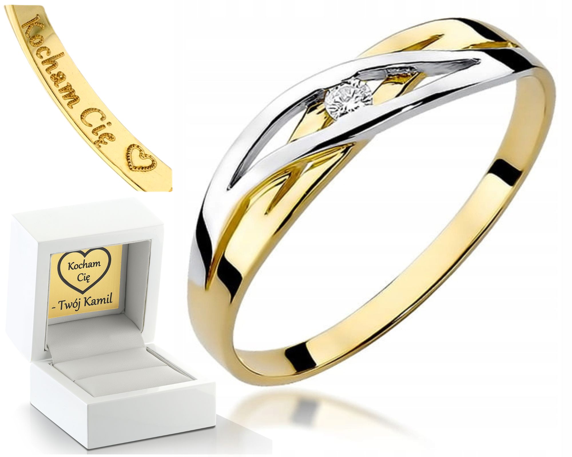 Zlatý Prstýnek S Diamantem Gravírování Bonus 585 Dárek