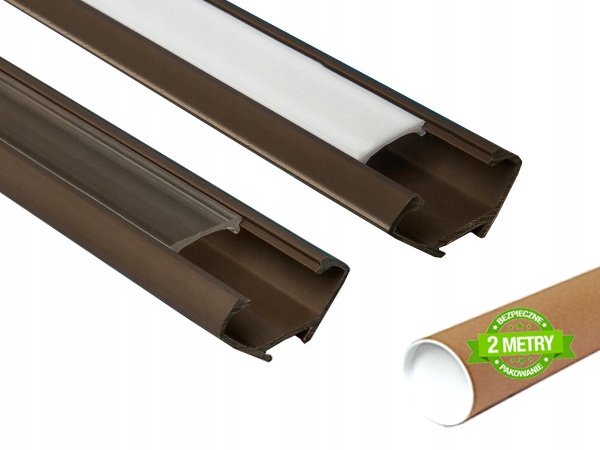 Profil LED NAROŻNY BRĄZOWY KĄTOWY Z KLOSZEM Do TAŚMY LED MONO RGB 2 METRY