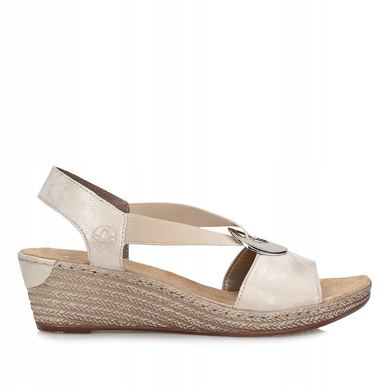 Dámské sandály Rieker 624H6-60 béžové s podpatkem
