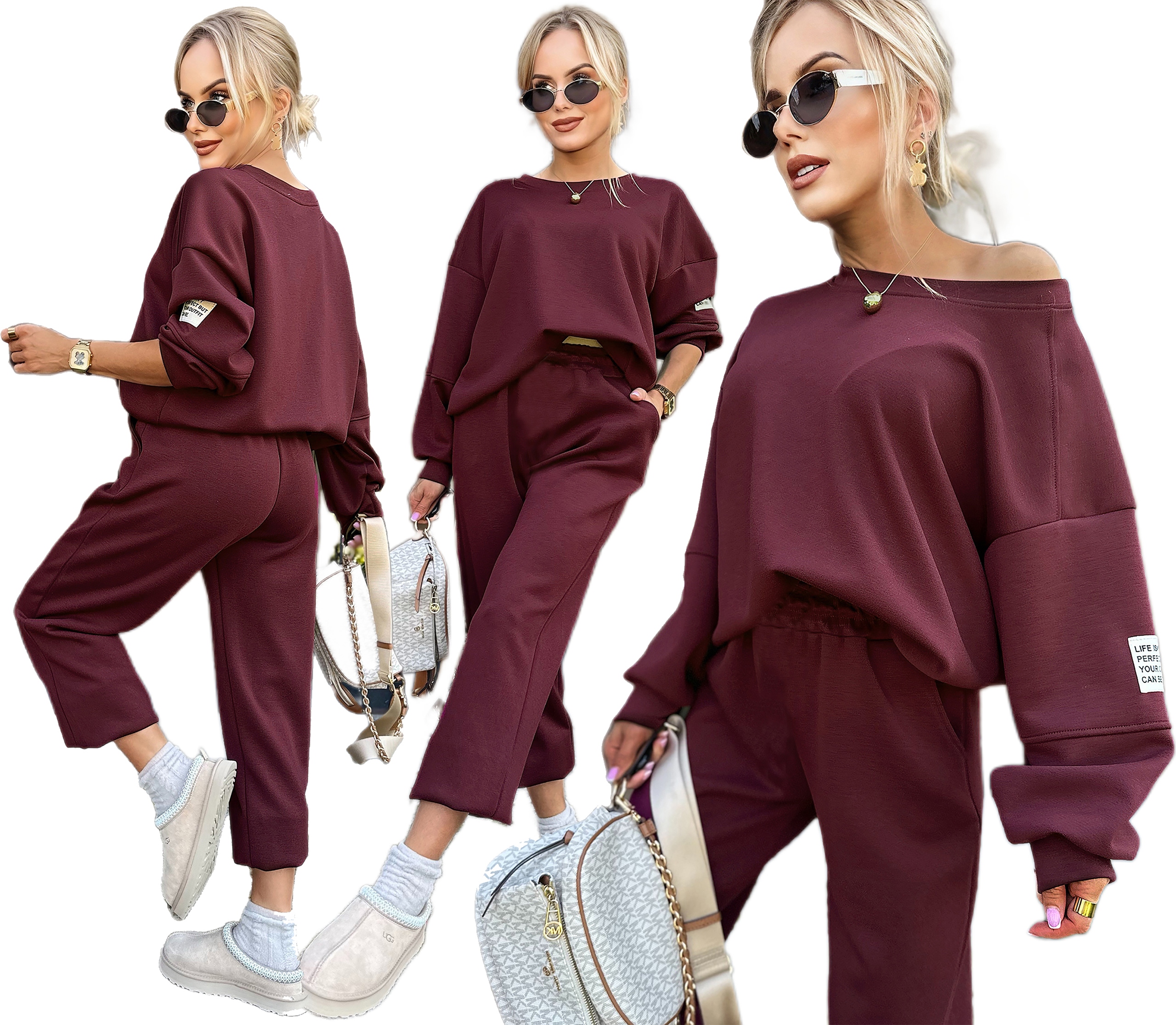 Bawełniany dresowy Komplet damski Dres spodnie oversize bluza Zuri XL