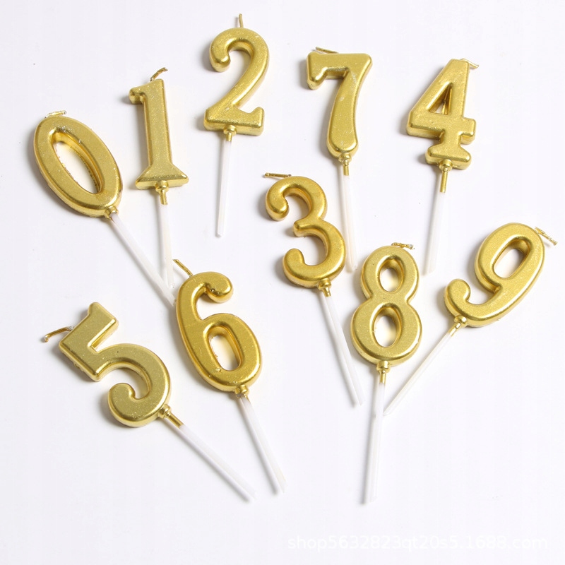 ŚWIECZKA URODZINOWA NA TORT ZŁOTA CYFRA 2 URODZINY DEKORACJA EAN (GTIN) 5906293860725