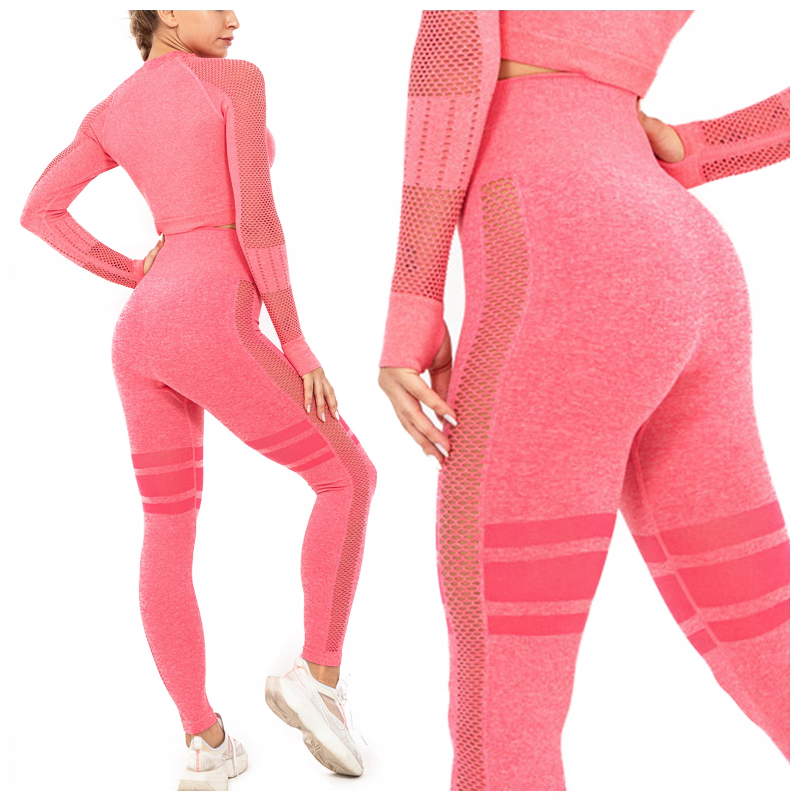 Komplet sportowy dwuczęściowy Legginsy top Zestaw na siłownię Fitness M