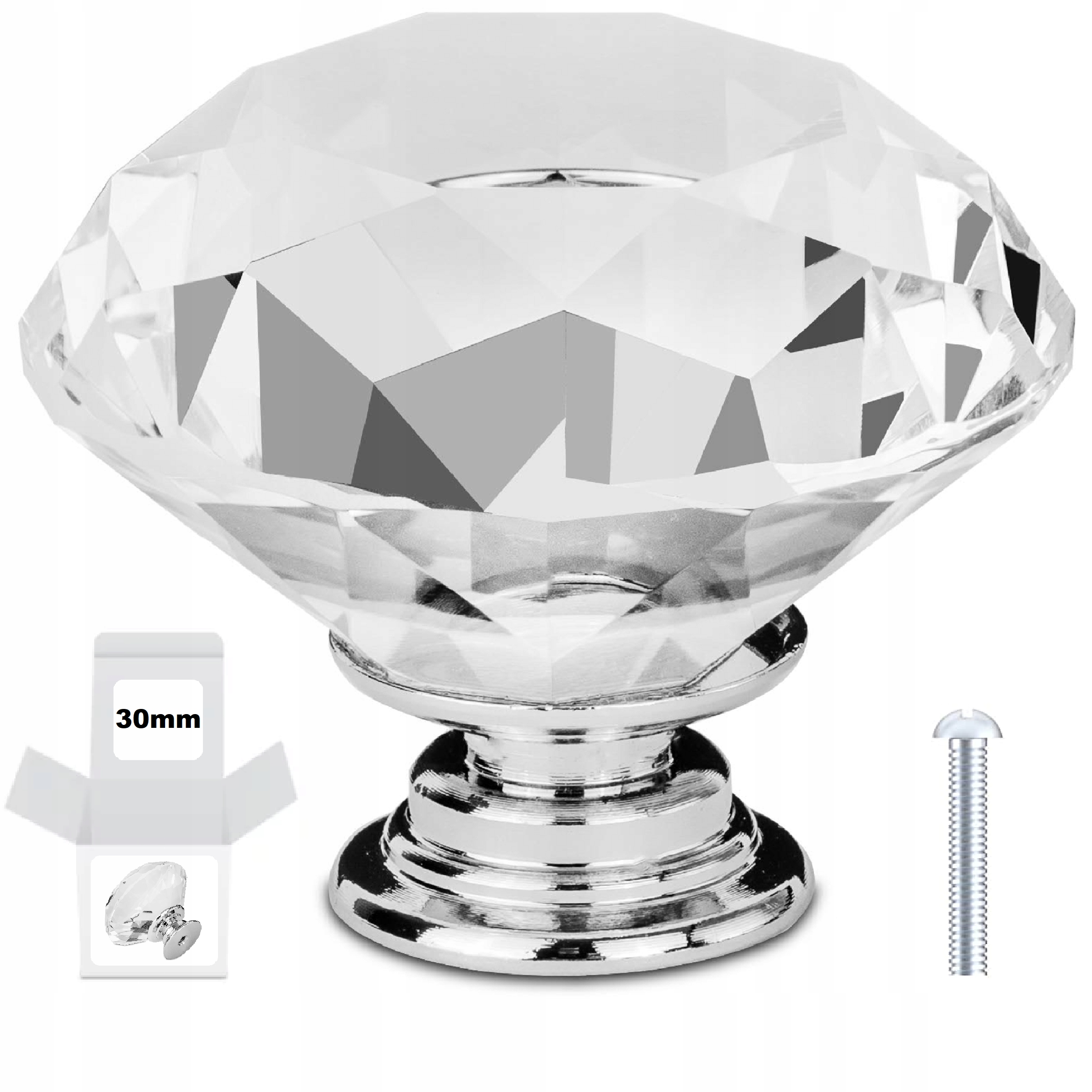 

Uchwyt Meblowy Gałka Kryształowa do Mebli 30 mm