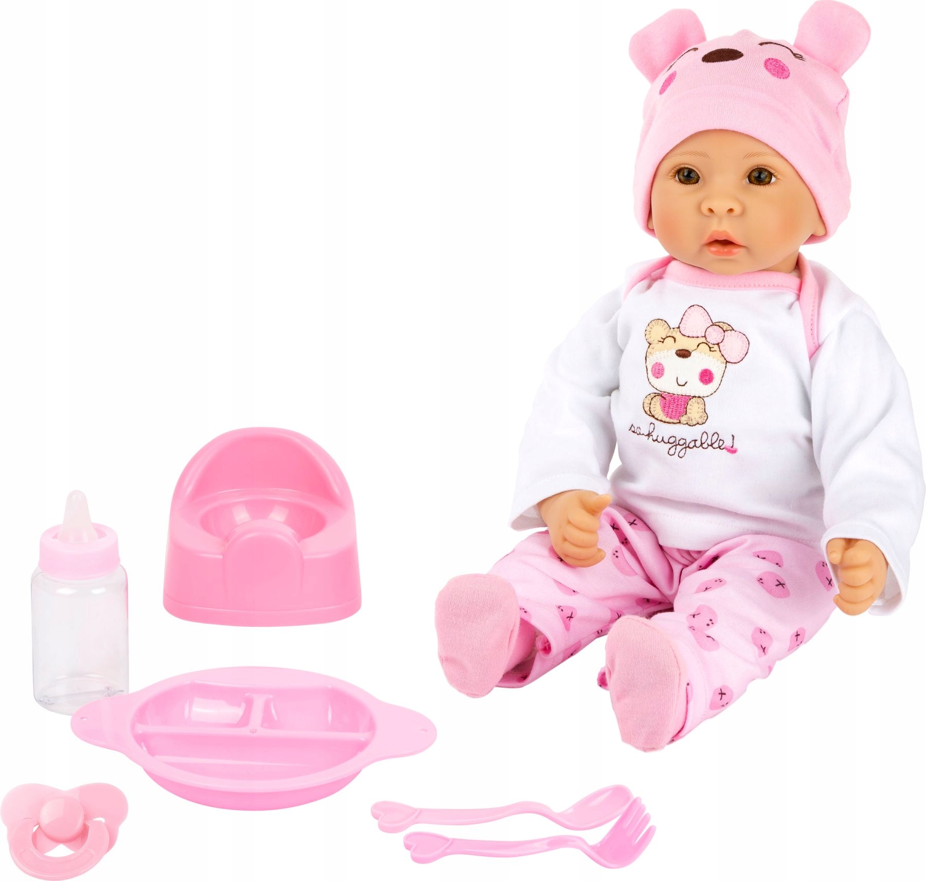

Lalka Niemowlę 38 cm Bobas Akcesoria urocza 12 el.