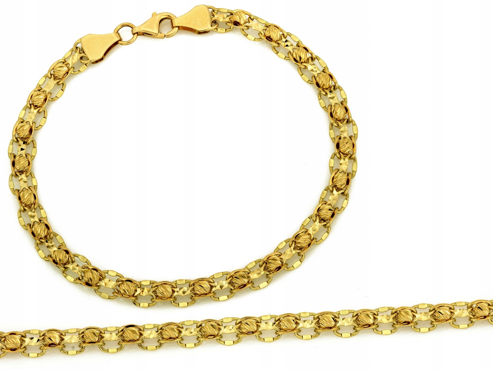 Zlatý náramek 585 s širokým vzorem 5.51 g jako dárek bez zirkonu