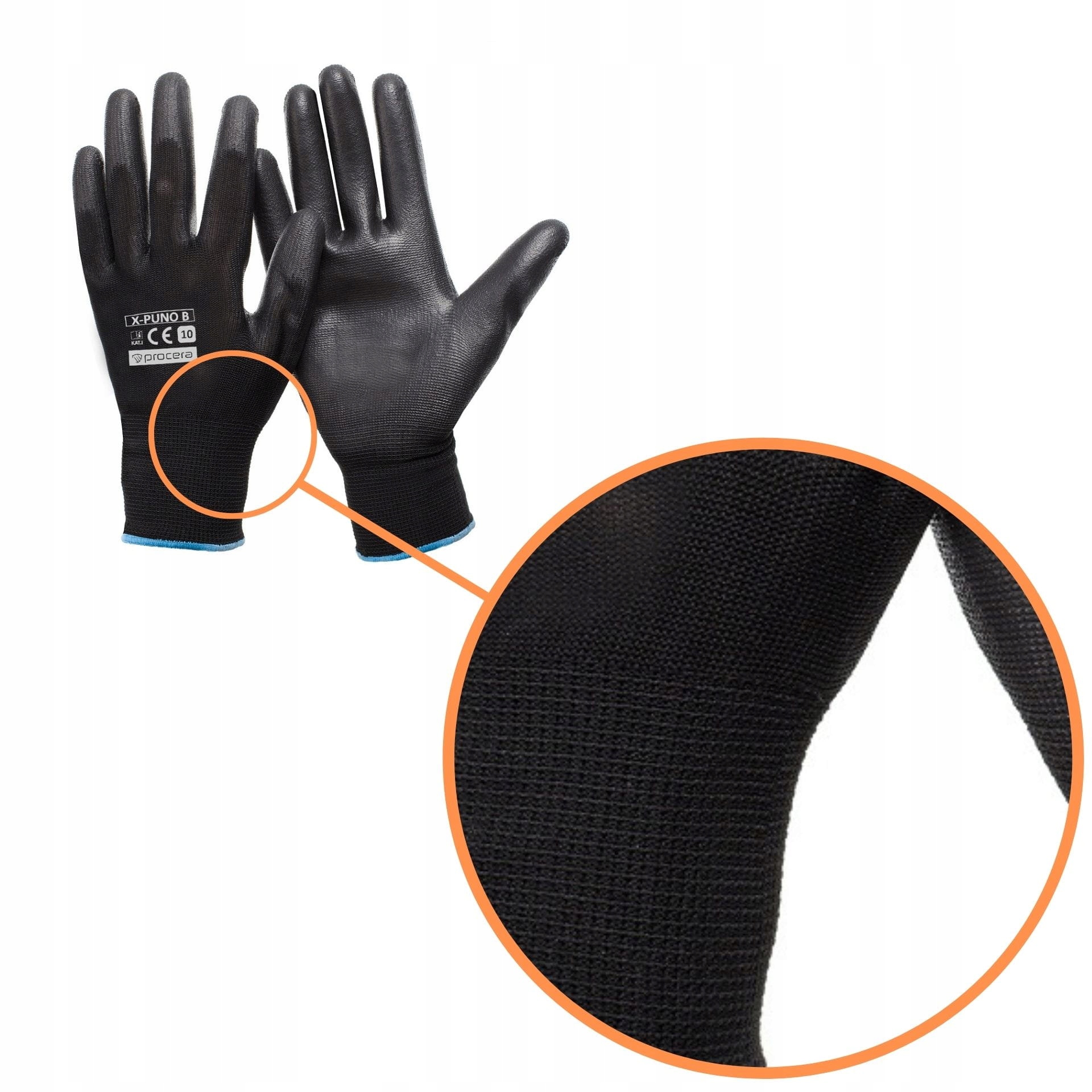 10x RĘKAWICE rękawiczki robocze PROCERA X-PUNO ODPORNE NA ROZDARCIA r 9 Rozmiar 9 - L