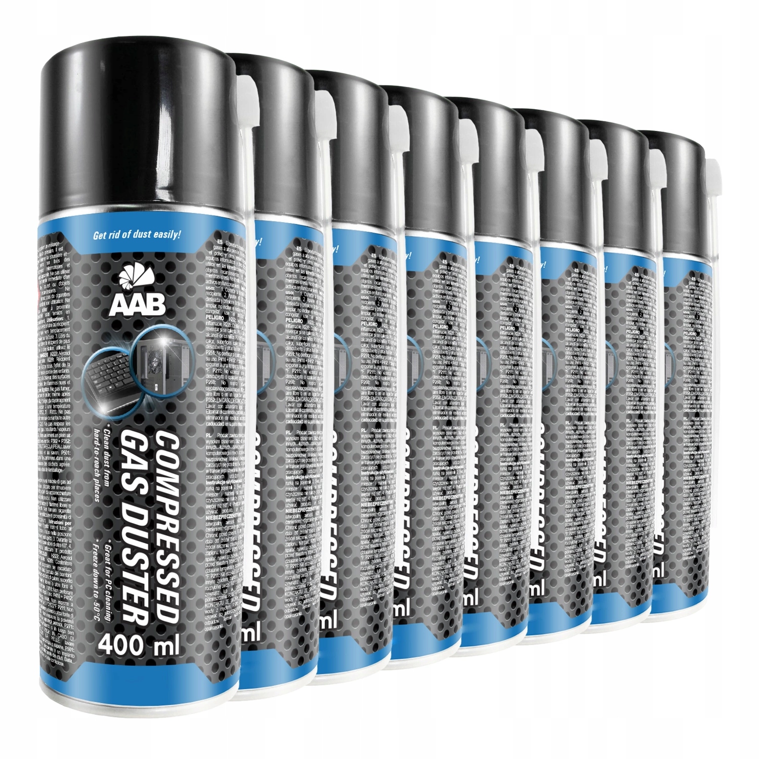 8x AABCOOLING SPRĘŻONE POWIETRZE 400 ml + 16xRURKA