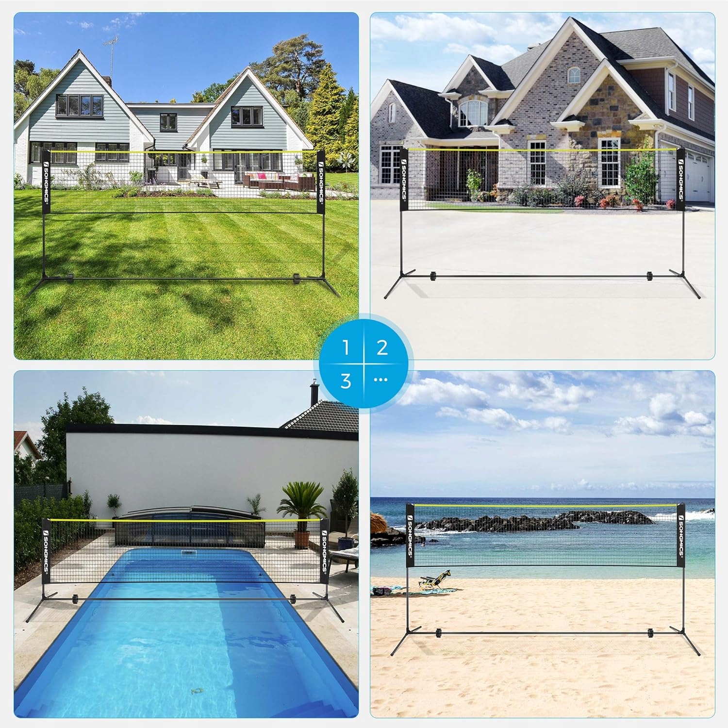 SIATKA DO SIATKÓWKI BADMINTONA ZESTAW Z REGULACJĄ WYSOKOŚCI PRZENOŚNA 4m Marka inna