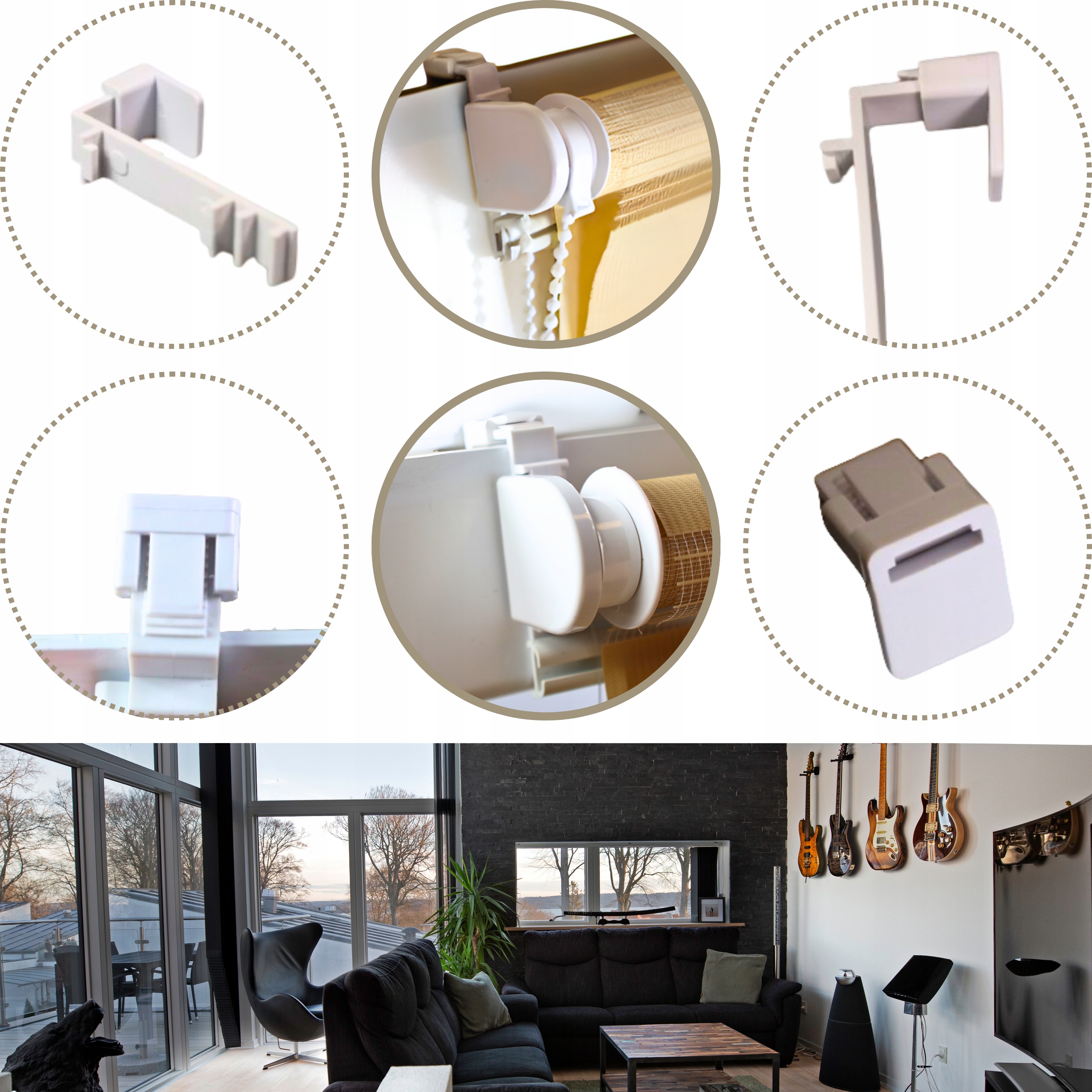 ROLETA ROLETY DZIEŃ I NOC 43 x 150 CM NAPINACZ SZARY BIAŁY CZARNY i INNE Szerokość produktu 43 cm