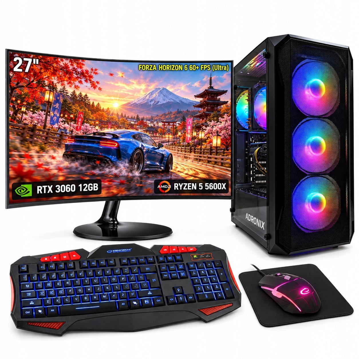 Herní Set Gamer 5600X Ultimate Ryzen 32GB Rtx 3060 12GB Wi-Fi W11