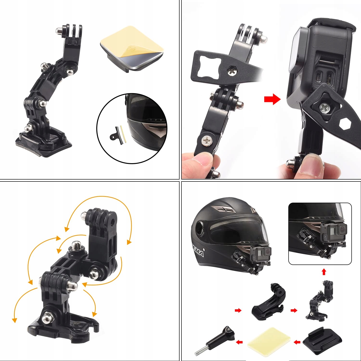 Obrotowy Uchwyt Pod Brodę Kasku do GoPro Hero 13 12 11 Czarny Lupholue — miniatura 3
