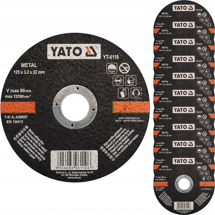 

Tarcza Do Cięcia Metalu 125x3.2x22.2mm Yato 10 Szt
