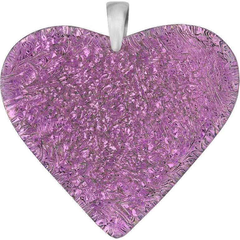 Dámský růžový přívěsek Harf sklo murano srdce