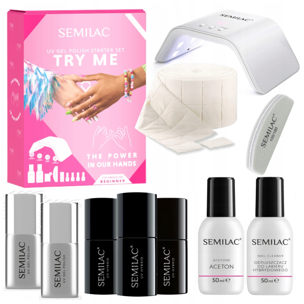 Semilac Sada Try Me Pro Hybridní Manikúru: Led Lampa Barevný Lak