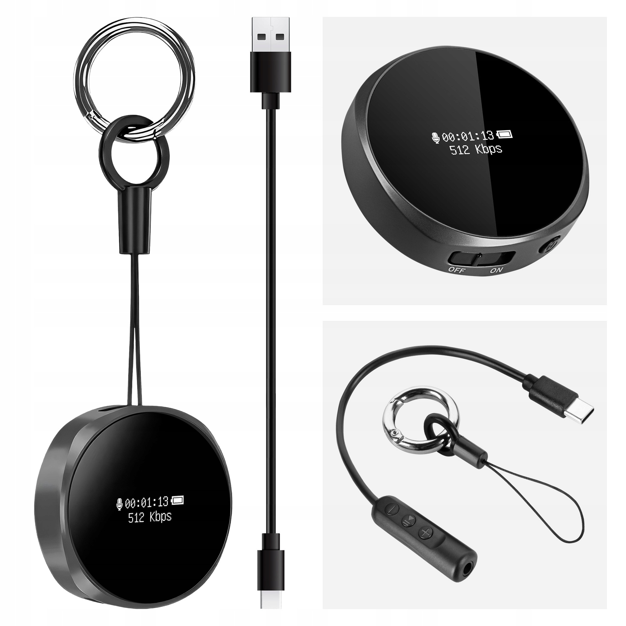 Digitální diktafon Kruger&Matz KM0952 8GB aktivace hlasem Usb-c 1536 Kbps