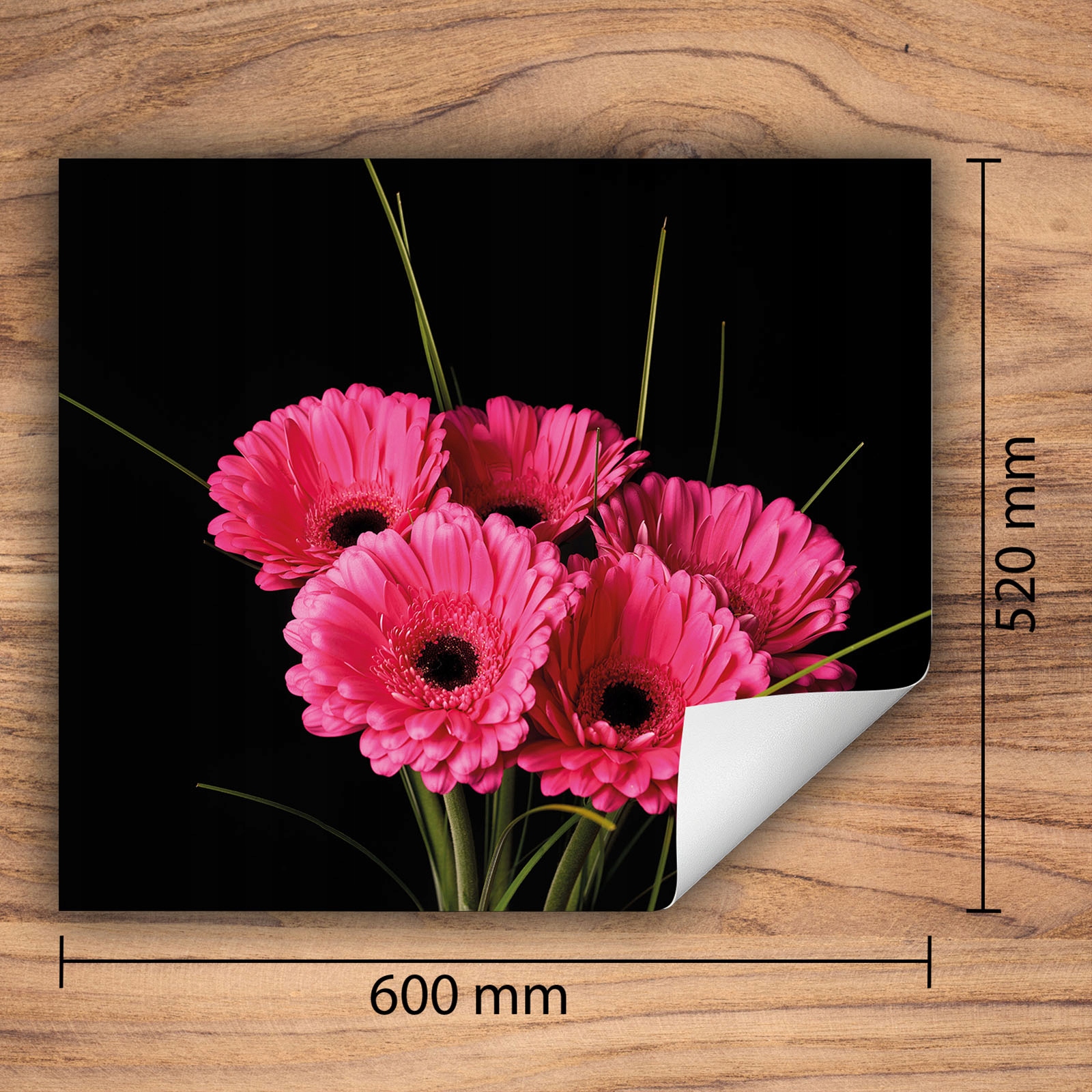 MATA OCHRONNA NA KUCHENKĘ TO WIĘCEJ MIEJSCA 60x52 czarna - bukiet Kolor nadruk wielokolorowy