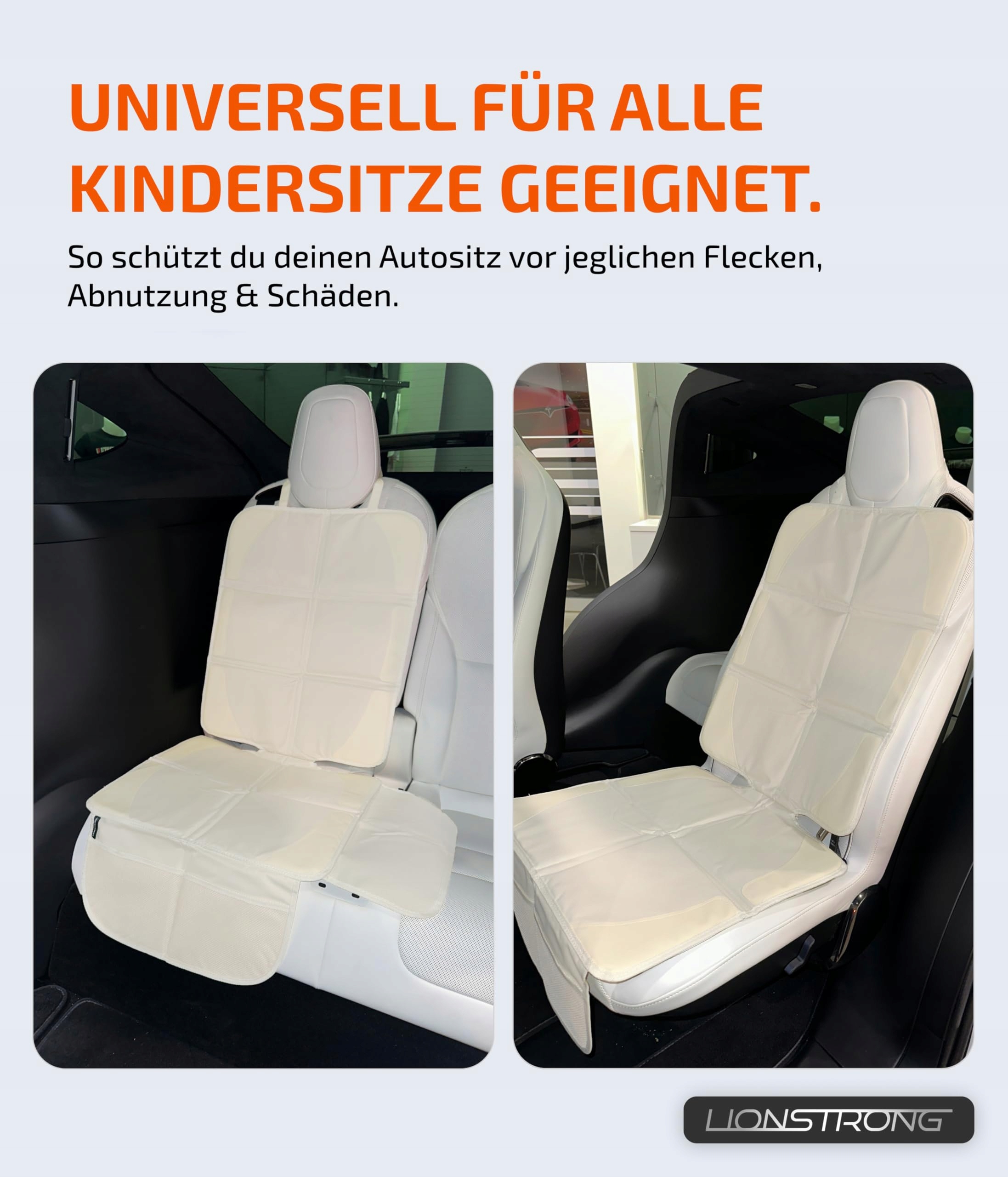 LIONSTRONG Mata Ochronna Do Fotelika Samochodowego ISOFIX Wodoodporna Beż — miniatura 2