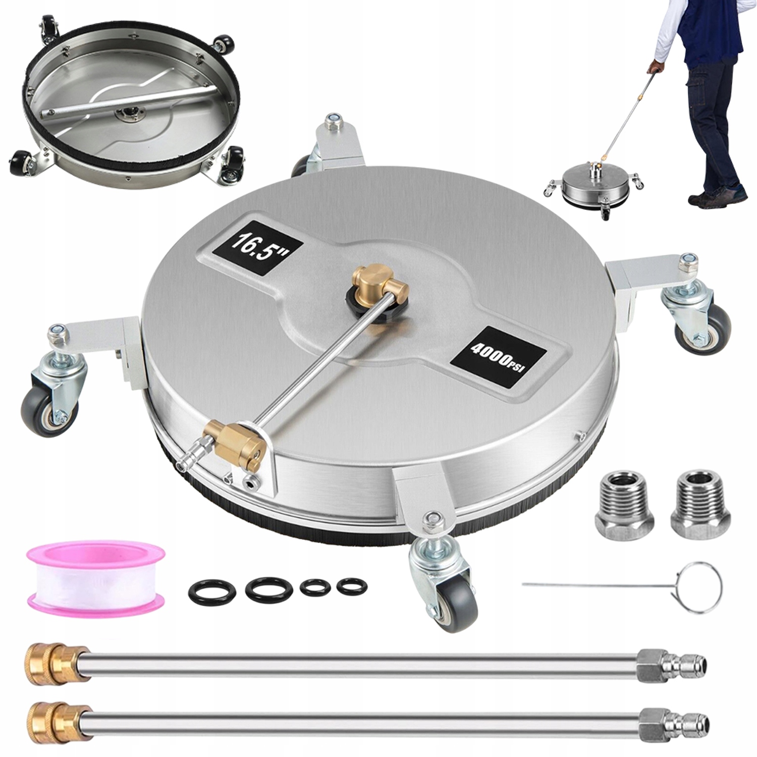 T-racer 16.5" Kartáč Na Mytí Dlažebních Kostek 4 Kolečka Rychlospojka Hd Hds