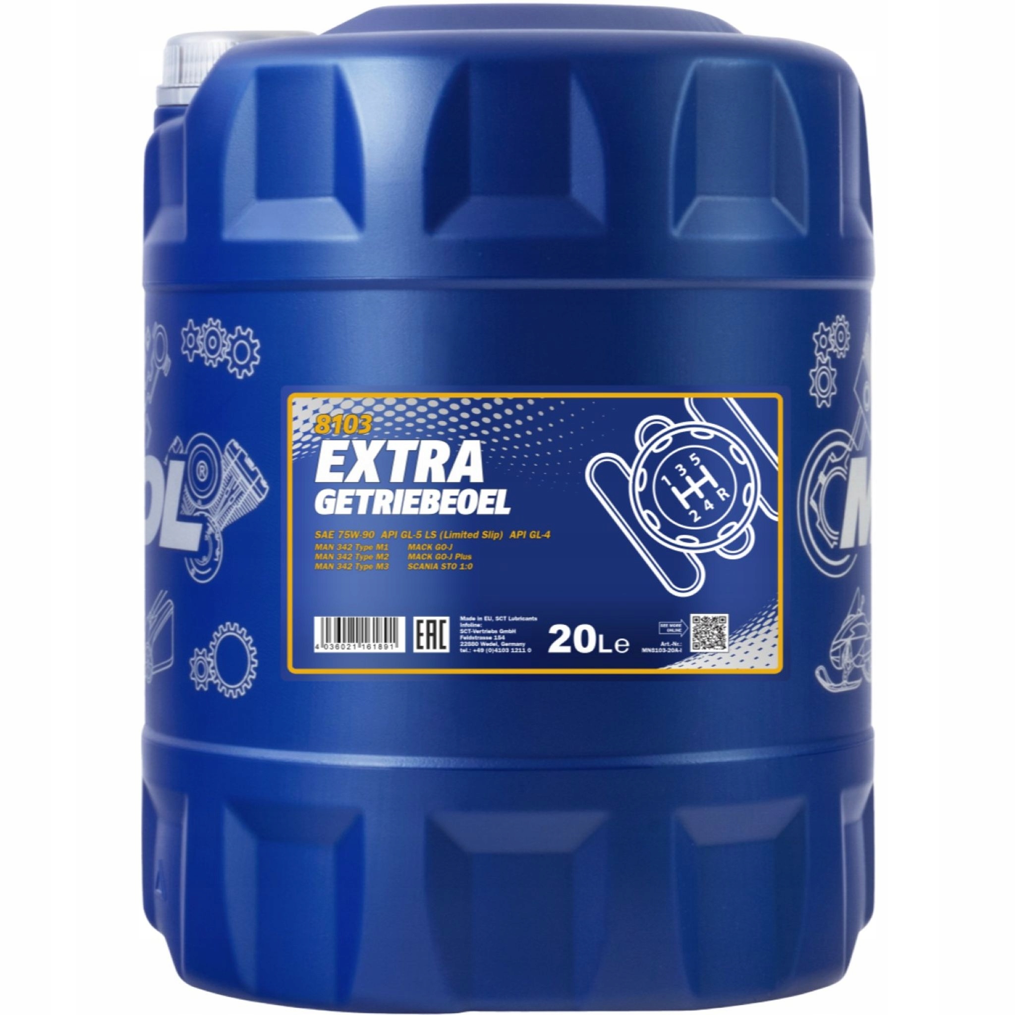 Olej Przekładniowy 8103 Mannol Extra Getriebeoel 75w90 GL4/GL5 Ls 20L