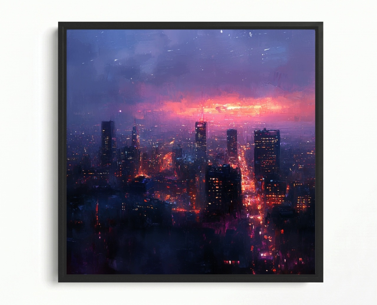 Obraz Rám Americký Box Město Panorama Ráno Slunce Východ Svítání 40x40