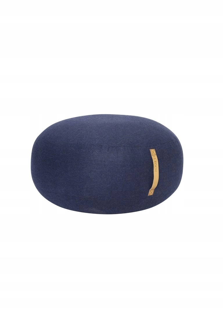 tmavomodrá vlnená taburetka Mochi Ø70 cm Hübsch