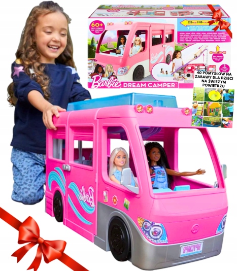 KAMPER BARBIE MARZEŃ DUŻY RÓŻOWY 60 ELEMENTÓW Z BASENEM KUCHNIĄ NA MIKOŁAJA