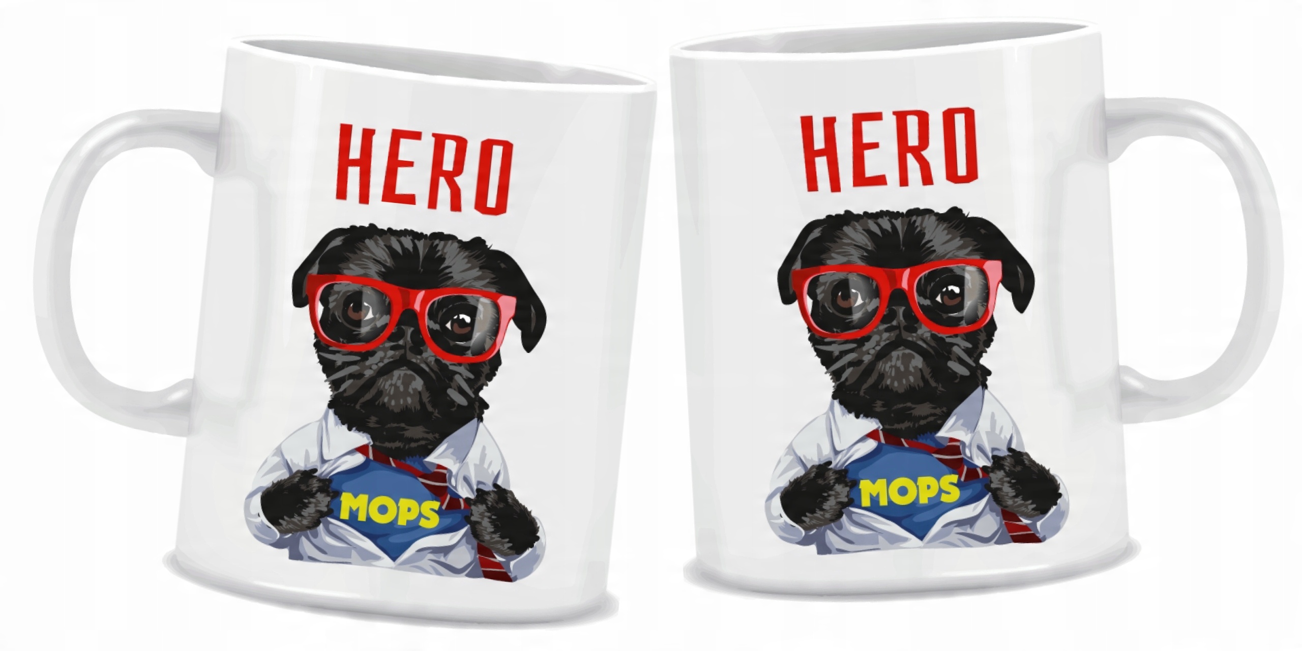 

Kubek Pies Mops bohater na prezent 330ml +kartonik
