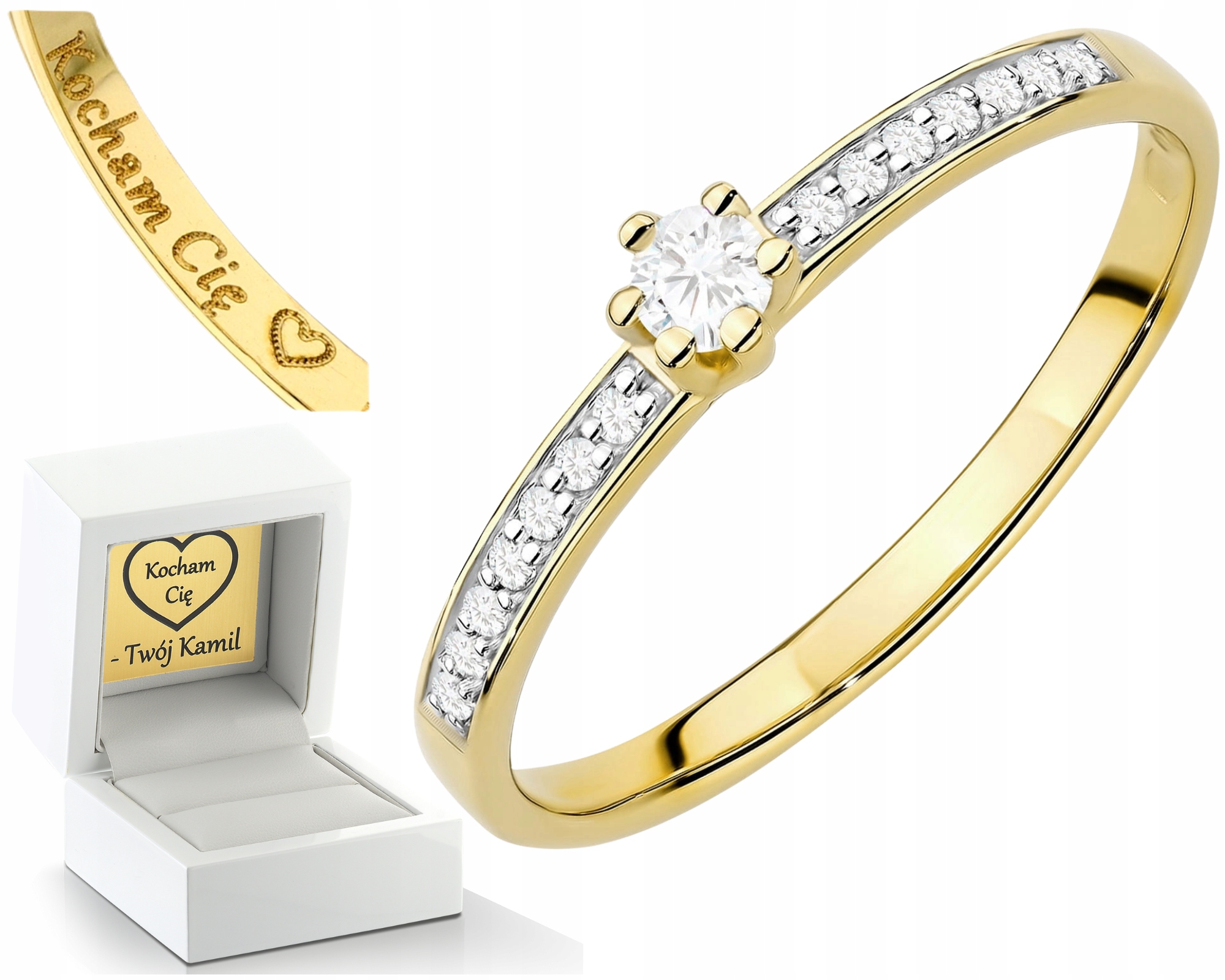 Zlatý Prstýnek Diamanty Lab Jako Dárek Drť 585 14K