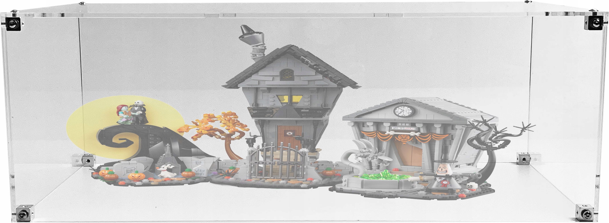 Vitrína Drewlandia pro stavebnici Lego 21351 Městečko Halloween Tima Burtona