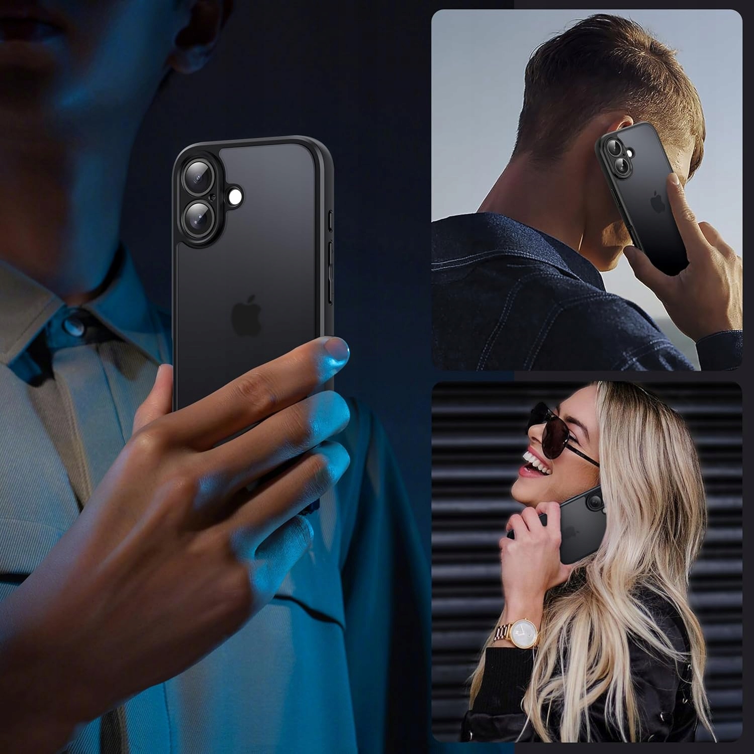 Etui do iPHONE 16 + 2x SZKŁO WZMACNIANE do MagSafe PREMIUM CASE MATOWE 360° Kolor czarny