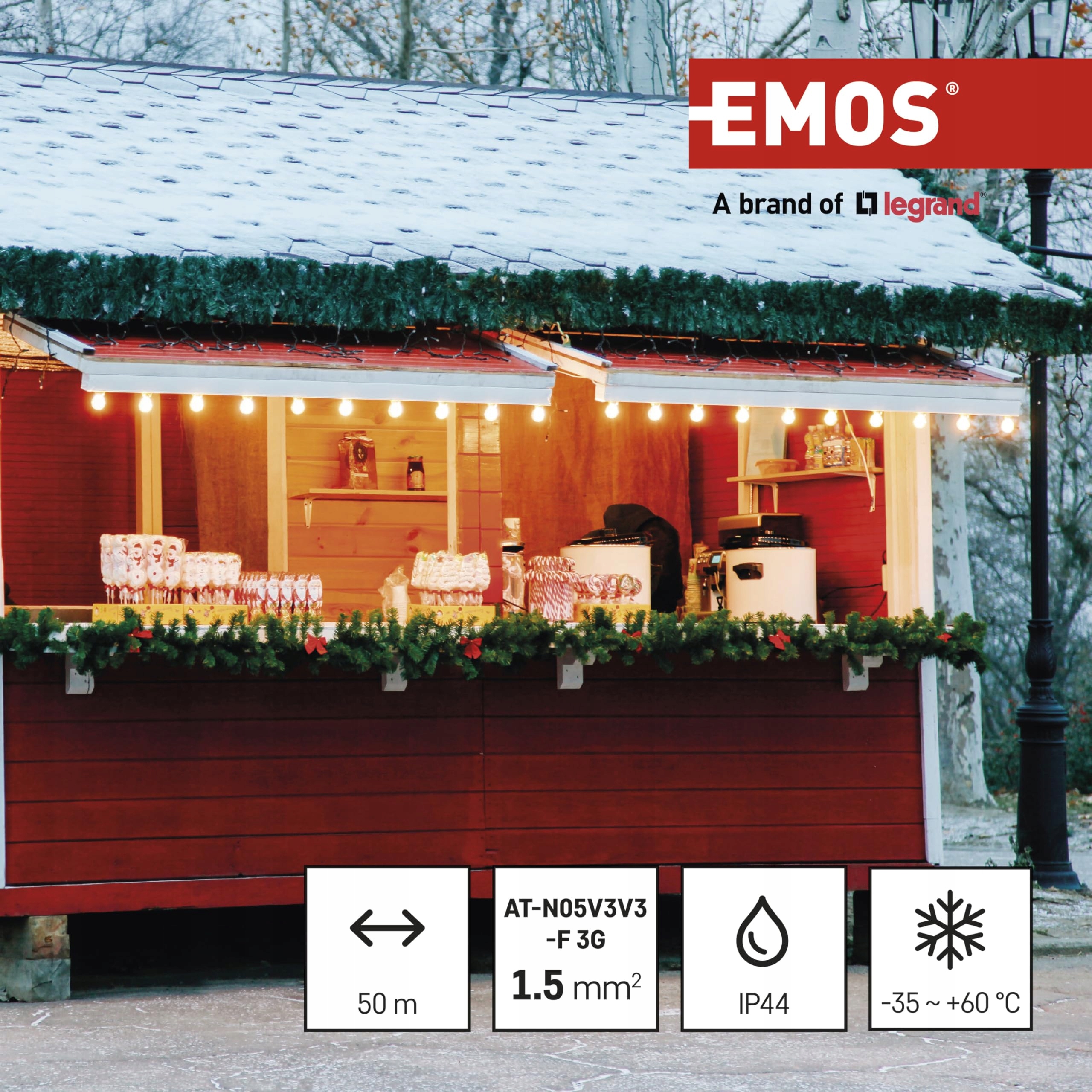 EMOS Bęben Kablowy 50m Zewnętrzny IP44 4 Gniazda Wodoodporny — miniatura 5