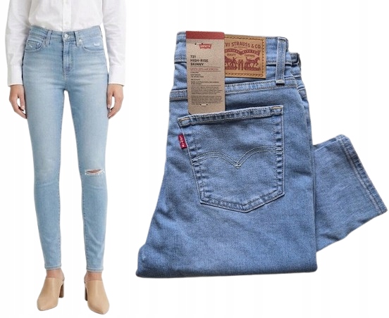Levi's 721 High Rise Skinny W28 L32 28x32 světlé destroyed díry