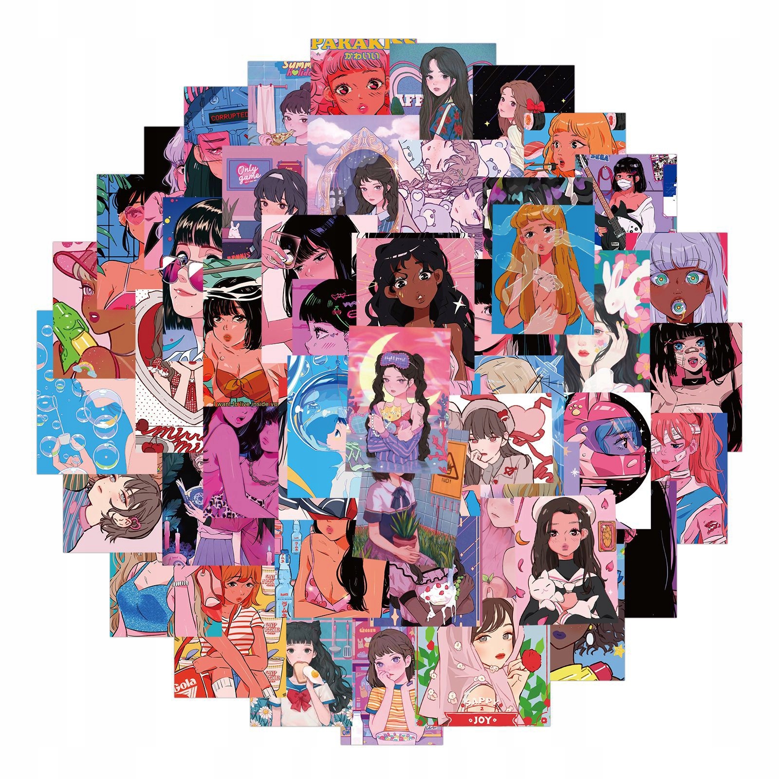 

Wlepy Naklejki Na Rower Walizke MIX Anime 50szt