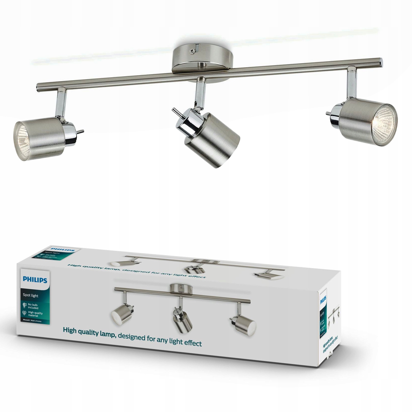 Stropní Svítidlo Reflektor Nástěnný 3x GU10 Nikl Meranti Philips