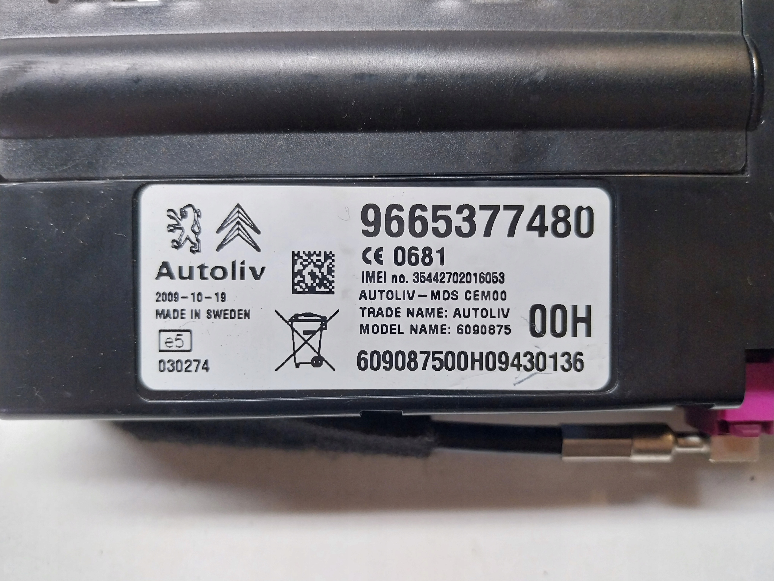 CITROEN C5 III X7 module control unit GSM 9665377480