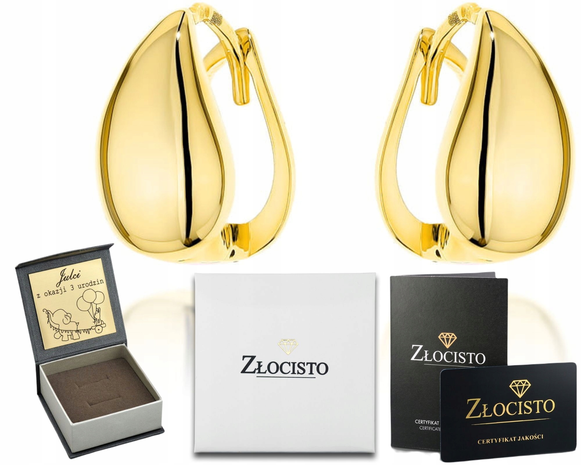 Zlaté Náušnice S Anglickým Zapínáním, Zlato 585, Dárek Gravírování