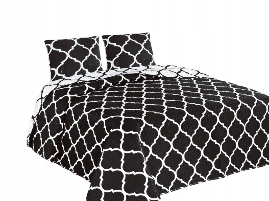 Dekorativní přehoz s povlaky Tavira 220x240 oboustranný, černá a bílá barva