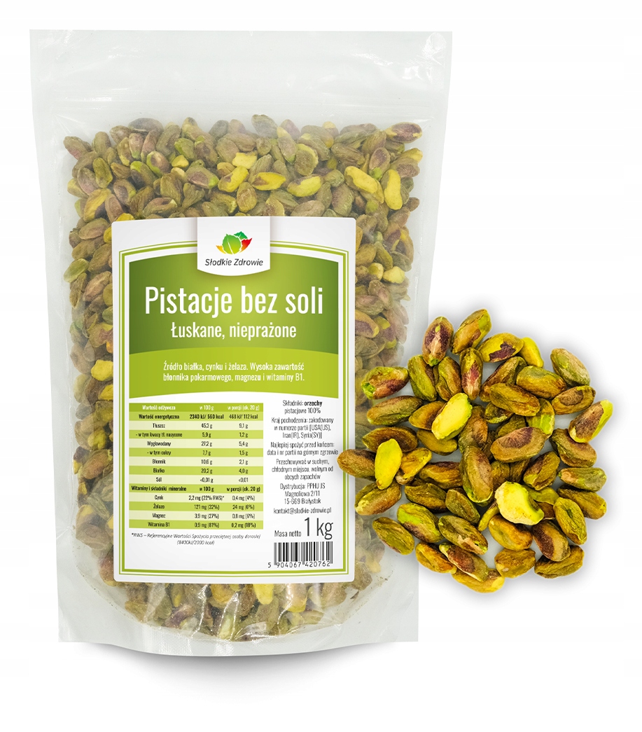 Levně Loupané Pistácie Raw bez soli nesolené Celé 1 kg