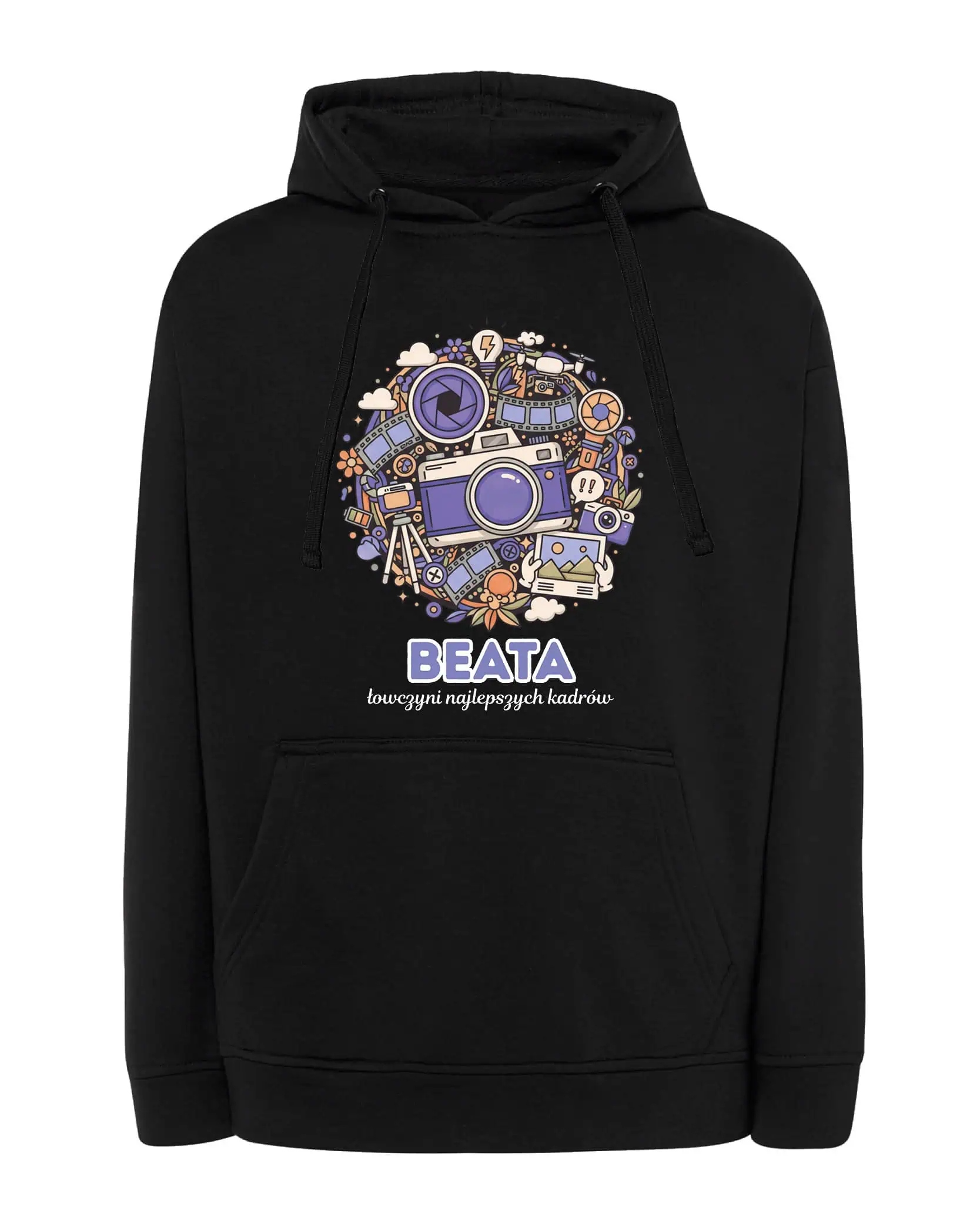 Mikina s kapucí Fotograf Personalizovaná Ilustrační Černá M