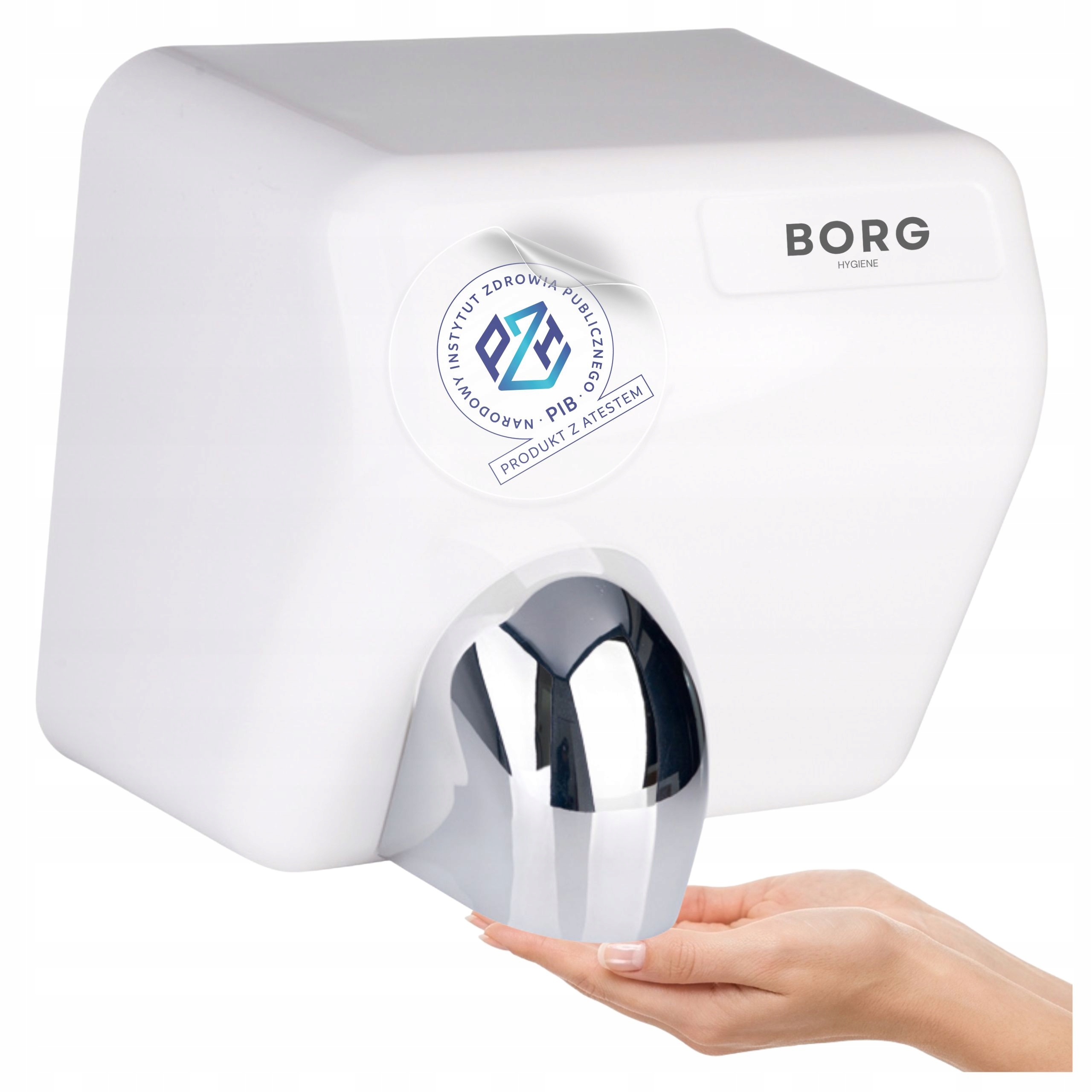 Sušička rukou 2500 W Borg Flowmaster Bílá Pohyblivá tryska Sušení 15 sekund