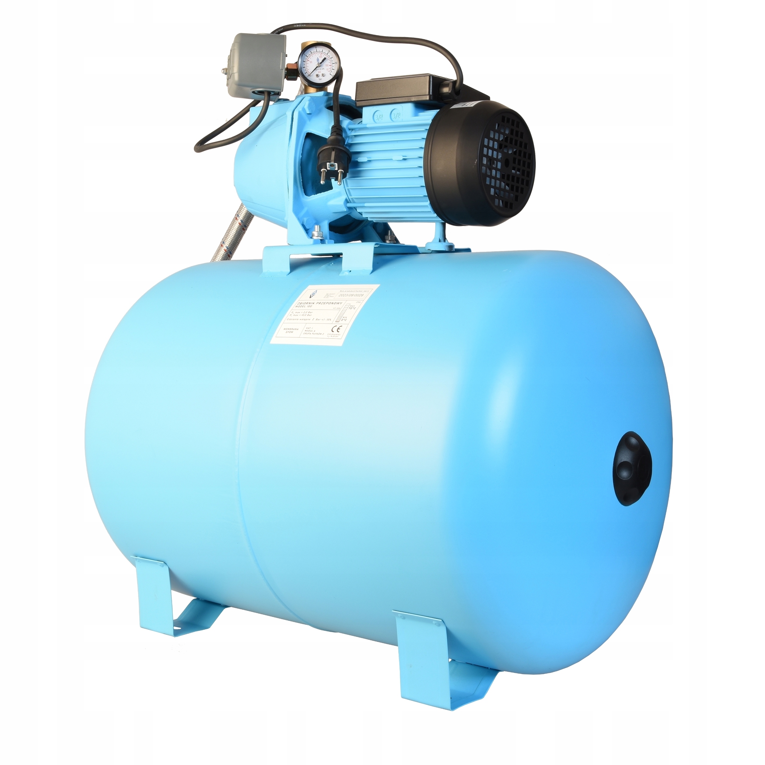 Hydroforový Set Výkonný Hydrofor 100 L Čerpadlo 1100 W 3600 L/h Príslušenstvo Hadica