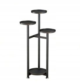 Stojan na květiny, kovový, patrový, černý, 80 cm