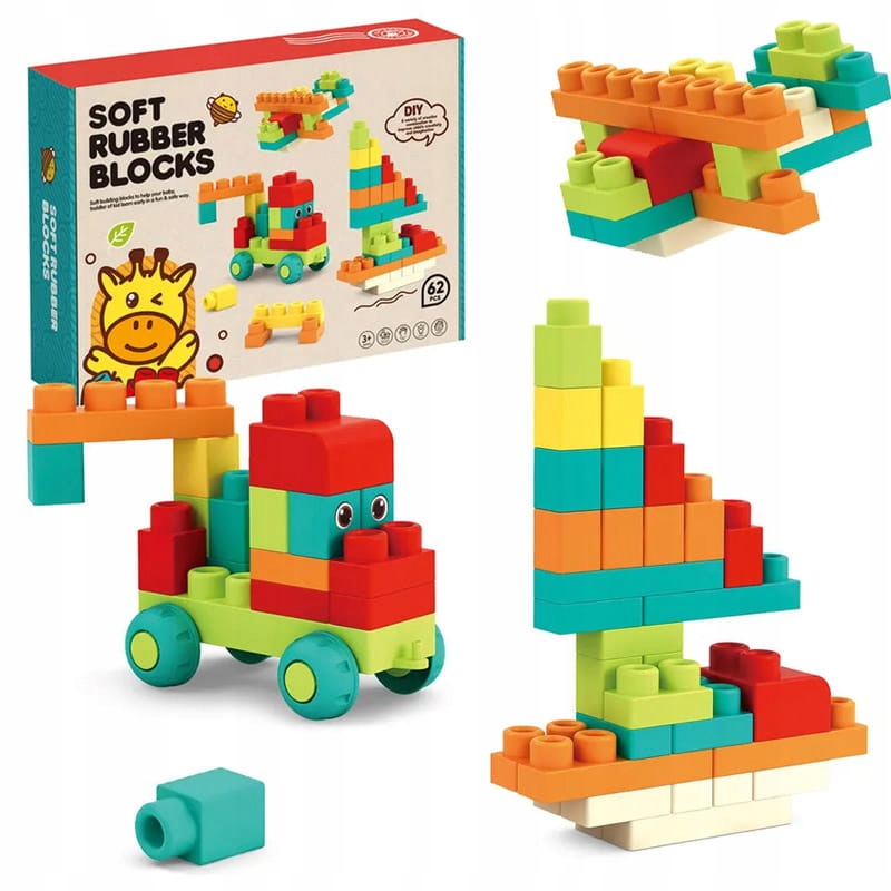 Zestaw Klocków Soft Blocks Miękkie Klocki Konstrukcyjne 62 Elem. Dla Dzieci