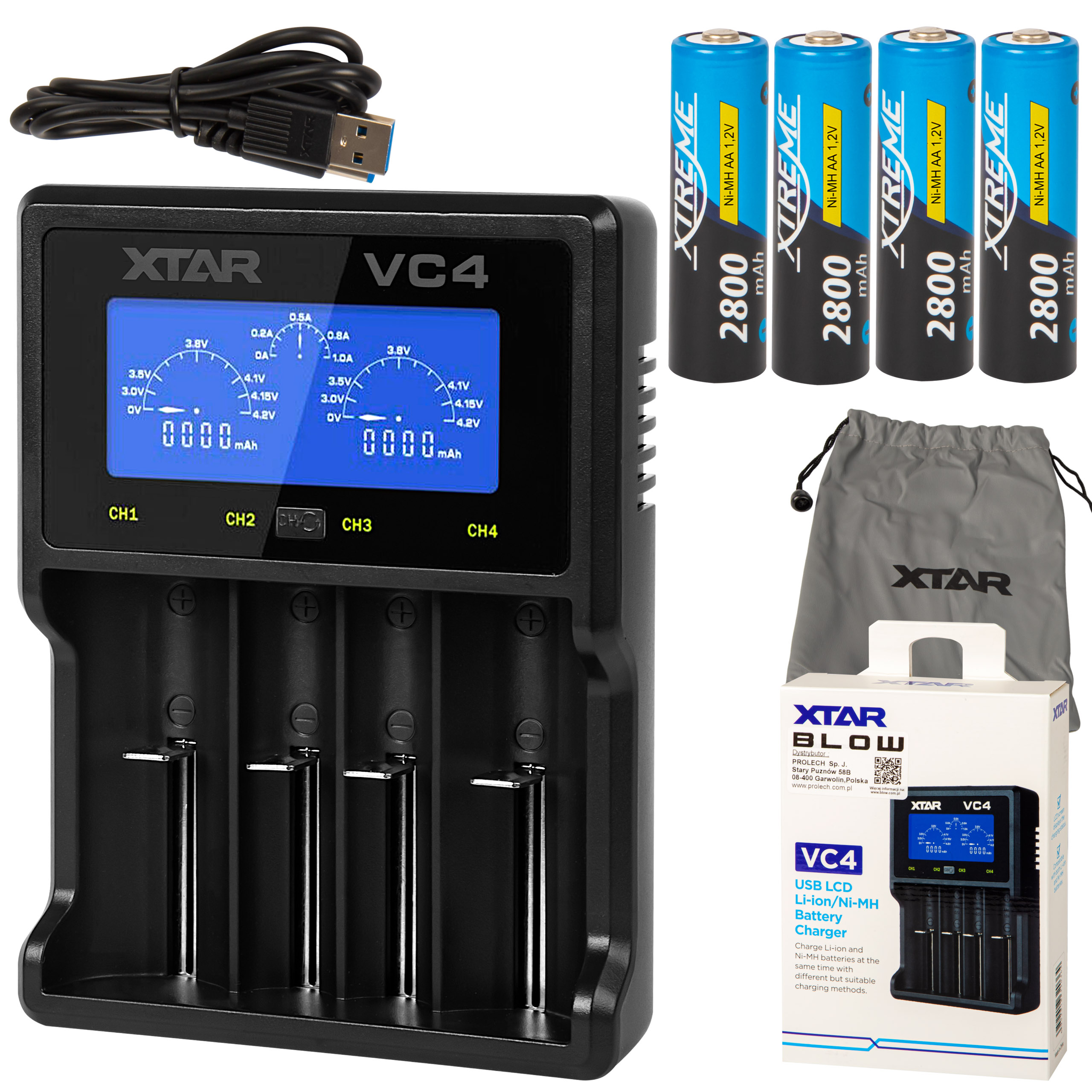 Inteligentní Nabíječka Akumulátorů Xtar VC4 Li-ion Ni-mh LCD Usb 4 Aa